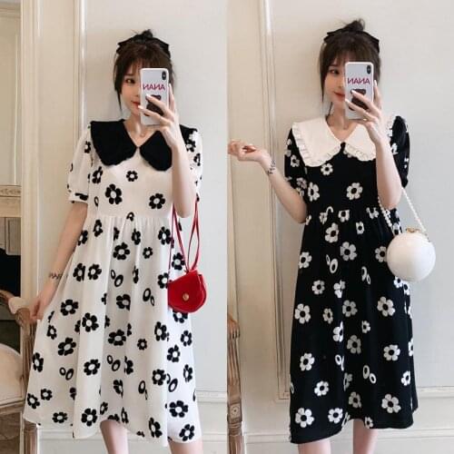 ZITY 2021 Summer Dress Plus Size 4xl Women Dress Peter Pan Collar Ladies Vestidos Print Flower Loose Dress Brand Clothing Robe