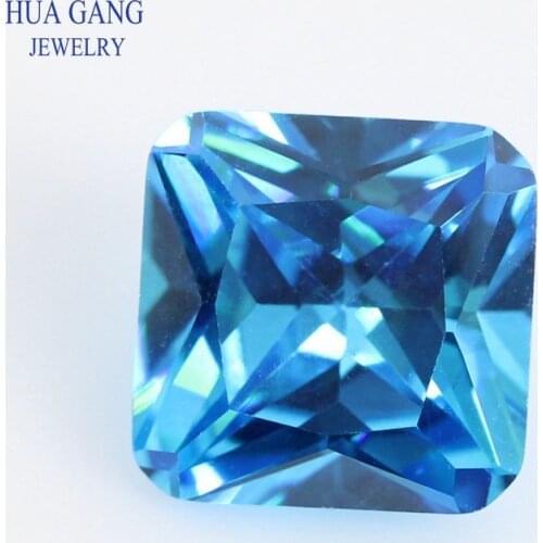 Size 3x3~12x12mm 5A Cubic Zirconia Seablue Square Octangle Shape Princess Cut CZ Stones Synthetic Gems For Jewelry Wholesale