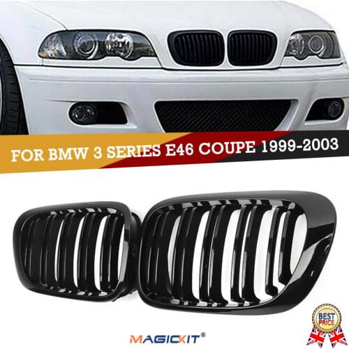 MagicKit Front Kidney Grill Double Slat Racing Grille Fit For BMW 3 Series E46 Coupe 3Door 1998-2003,Car Accessories Replacement