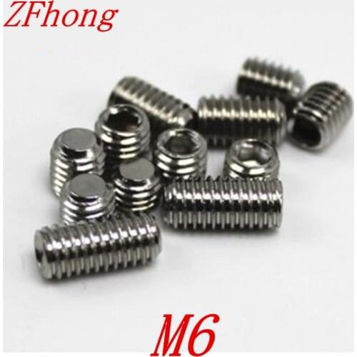 100PCS DIN913 M6*5/6/8/10/12/16/20/25/30 m6 Stainless steel flat end point hex socket set grub screw