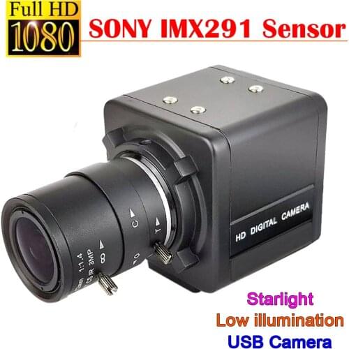 Starlight Low Illumination Sony IMX291 Webcam MJPEG 2MP High Speed Computer 1080P USB Camera with Manual Zoom Varifocal CS Lens