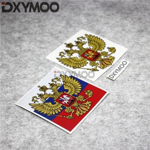 Car Styling Vinyl Tape Russian Rederation National Flag Window Stickers for Double-headed Eagle Coat of Arms 12x11cm 3M