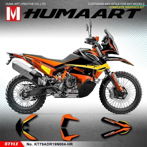 HUMAART Motorcycle Décor Custom Vinyl Sticker Kit for 790 Adventure R 790 ADV 2019 2020, Orange and Yellow