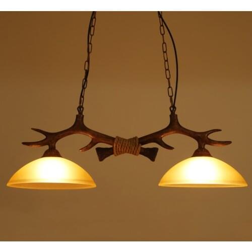 Restaurant Decoration Vintage pendant lights double Antlers lights white lampshade Droplight Lustre bedroom lighting fixture
