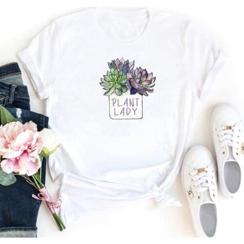 Plant Lady T Shirt Women Cotton Beautiful Printing Tshirt Women Short Sleeve Printed Tee Shirt Womans Black Loose Femme T-shirts