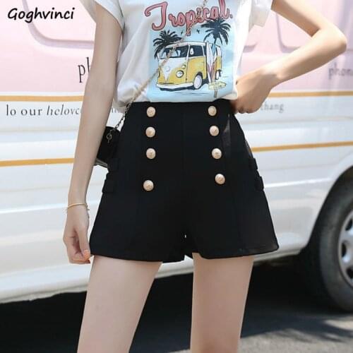 Shorts Women Button Fly Double Breasted Solid Fashion Autumn Loose Casual All-match Elegant Chic Retro Ins Ulzzang Korean Style
