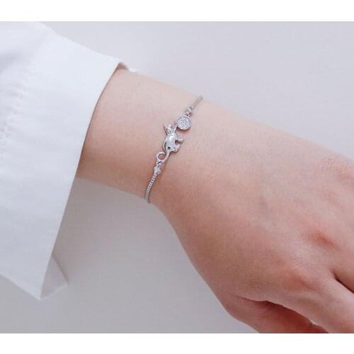 2021 New Trendy Cubic Zirconia Crystal Cat Ball Charm Bracelets for Women Simple Jewelry Accessories Gift Party Decoration