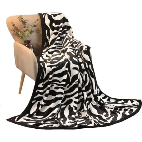 Animal Skin Leopard Zebra Sherpa Plush Blankets Winter Flannel Blanket For Double Bed Soft Warm Bedspread Travel Throw Blanket
