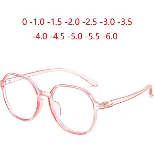 0 -100 -150 To -600 Cute Oval Myopes Lunettes Fashion Student Minus Degree Diopter Spectacles Black/Pink/Transparent Frame