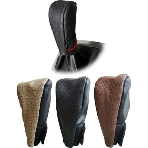 1 Pcs Car Gear Cover Gear Handle Gloves Leather Case Self-adhesive Car Decoration Modified Auto Parts Comfortable Driving Grip