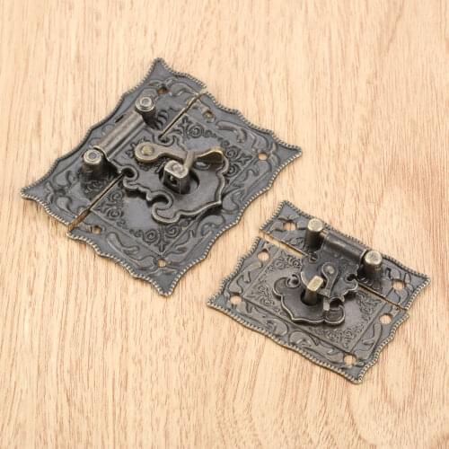 1pc Vintage Jewelry Gift B;ox Lock Wooden Box Hasp Latch Hook Antique Bronze Box Latch Clasps Decorative Buckle With Screws