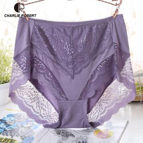 2PCS Plus Big Size Panties Lingerie High Waist Sexy Briefs For Women Breathable Comfortable High Quality Lace Womens Underwear