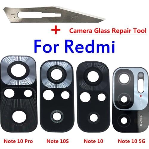 2PCS,New Back Rear Camera Glass Lens with Adhesive Sticker Replacement Repair For Xiaomi Redmi Note 10 5G /Note 10S /Note 10 Pro