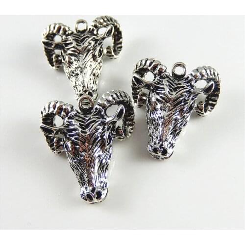 5pieces)Creative Man Antelope Necklace Pendant Alloy Vintage Jewelry Hanger Bracelet Charms Gift 31*30mm Handmade Craft 52429