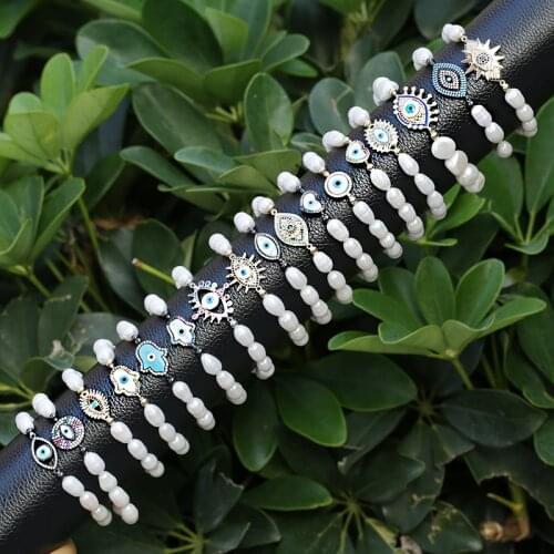 5pcs/lot natural freshwater pearl beads gold copper cubic zircon pave multiple shape jewelry charm bracelet woman for best her