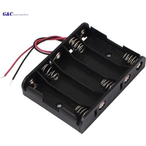 5Pcs Plaic Battery orage Case Box Holder 5 X AA 5xAA 2A 7.5V wire leads diy electronics