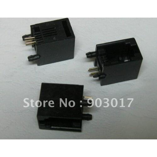52 4P4C 90 Degree Black Without flange Side entry Modular Network PCB Jack Connector 140 pcs por lot