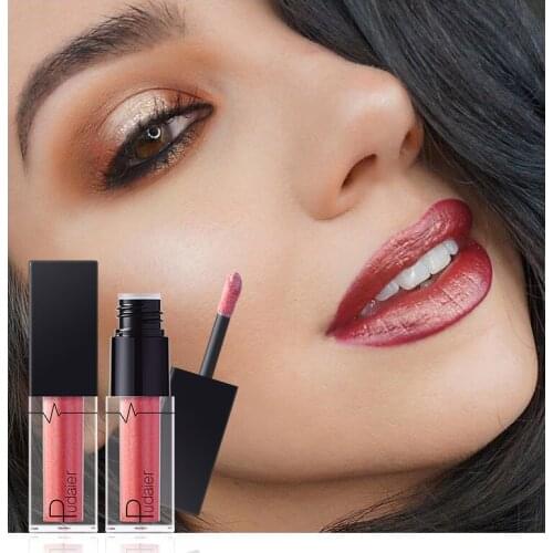 Pudaier diamond metalliclip gloss mermaid lip gloss liquid lipstick moisturizing and hydrating improve lip lines