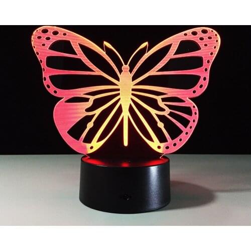 Butterfly LED Bedroom 3D Night Light Acrylic 3D Lamp 7 Colors Changing Touch Switch Sitting Room Lights Sleep Light Gift for Kid