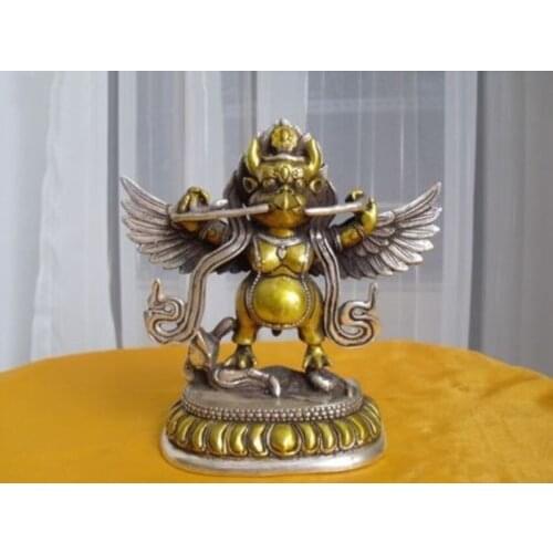 Bi001652 Tibetan Silver Buddhist bronze Garuda statue bouddha statue