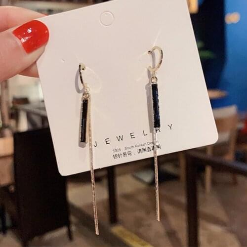 Black Vintage Tassel Earrings Drop Earring Quality Earrings For Women Luxury Jewelry Long Dangle Earring