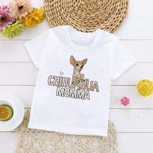 Chihuahua Momma Print Childrens T Shirt Summer New Fashion TShirt Funny Dog Design Lovely Kids T-shirt Boys Girl Pink Tee Shirt