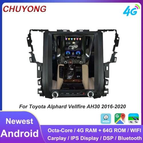 For Toyota Alphard Vellfire AH30 2016-2020 Tesla Style Android Car GPS Navigation Radio Auto Stereo Multimedia Palyer HeadUnit