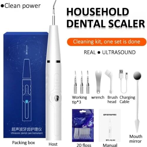 Home Use Electric Dental Scaler Ultrasonic Calculus Remover Tooth Cleaner LED Light Sonic Smoke Stains Tartar with Dental Floss