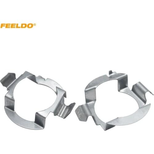FEELDO 2X H7 LED Headlight Lamp Retainers Metal Clip Holder For Audi A3 A4L A6L Q3 Q5 Q7 Sline Buick LED Bulb Base Adapter