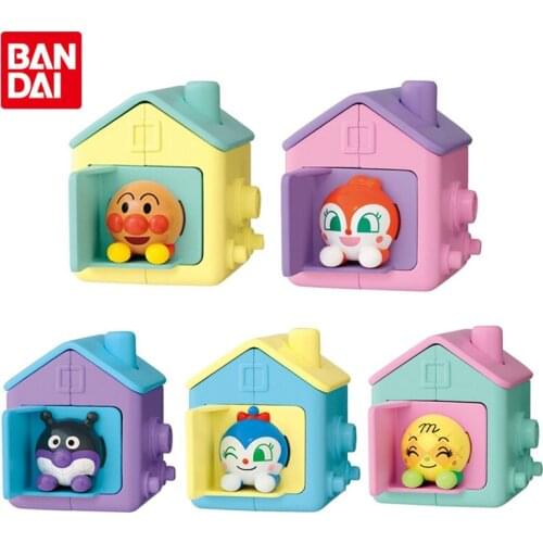 Bandai Genuine Gashapon Anpanmans Catapult House Baikinman Melonpanna Dokin-chan Anime Action Figures Model Gacha Toys for Kids