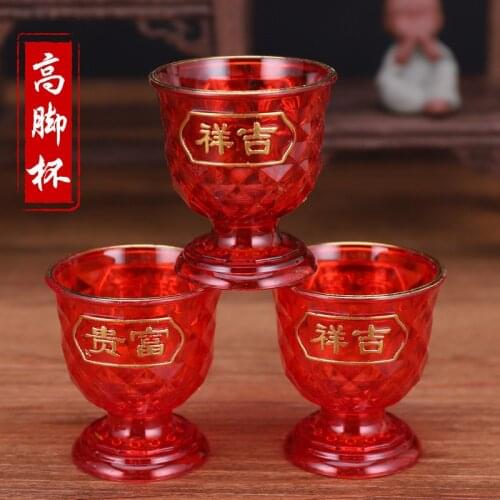 Crystal teacup praying for blessing and worship in the temple, wine cup for Buddha, cup for Buddhist supplies