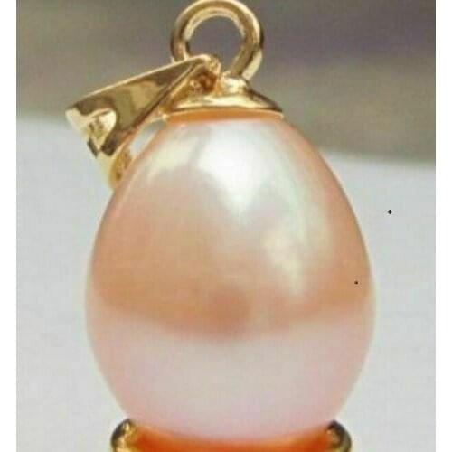 PERFECT 11x13mm AAA++ PINK SOUTH SEA 14k PEARL PENDANT + gift chain
