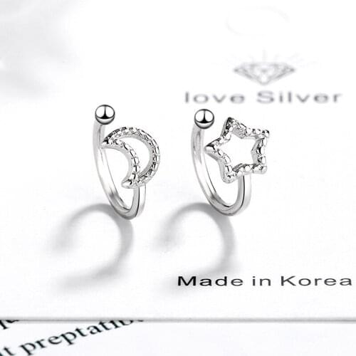 KISSLOVE Asymmetric Moon Star Ear Cuff Clip on Earrings for Women Girl Without Piercing Earings Jewelry