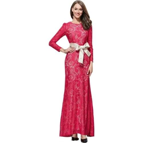 2021 red foreign trade printing Muslim hook cut out short sleeve lace embroidery Middle East womens wear