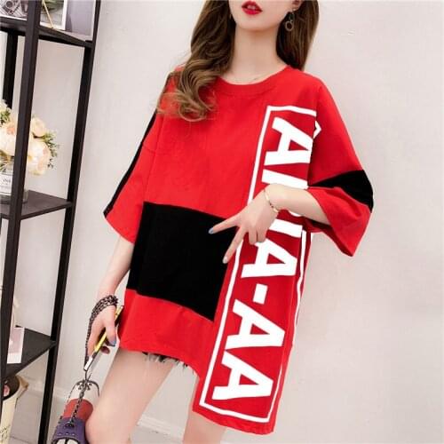 Punk Summer Streetwear Letter Printed Women Ladies Short Sleeve Hip Hop casual Tees Female High Street Red Black Kpop Tee