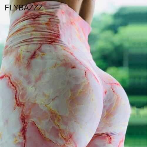 2019 Hot Marble Print Yoga Pants Women Fitness Leggings Workout Sports Running Leggings Sexy Push Up Gym Wear Elastic Slim Pants
