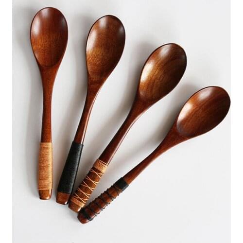 20*4cm Natural wooden spoon Japanese-style tableware phoebe nees long-handled wrapped line spoon LX7986