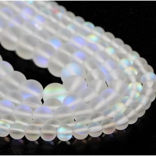 6/8/10MM Matte white Labradorite Natural Shimmer Stone Spacer Round Loose Beads For DIY Jewelry Making Bracelet Accessories