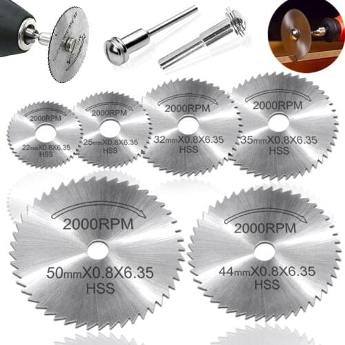 Mini HSS Circular Rotary Saw Blades Wood Cutting Discs Drill for Dremel Fordom Metal Cutter Power Tools Set with Mandrel 3.2 6mm