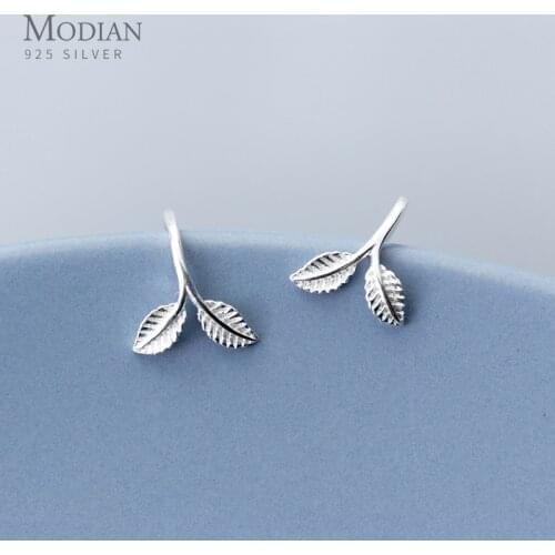 Modian Real 925 Sterling Silver minimalist Tree of Life Hoop Earrings for Women Leaves Plant Ear Circle Hoops Brincos Jewelry