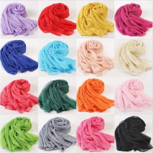 Fashion Women Pure Color Multi-Color gauze Long Sun Protection Versatile Oversize Shawl Beach Scarf Stage Scarves
