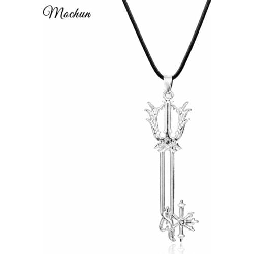 MQCHUN Vintage Color Sora Keyblade Oathkeeper Rope Chain Necklace Kingdom Hearts ROXAS Sword Pendant Necklace 2017 Hot