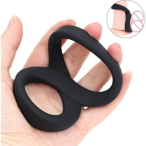 Soft Silicone Penis Rings Scrotum Cock Ring Sex Toys for Men Male Delay Ejaculation 8 Shape Double Ring On Penis Sex Products