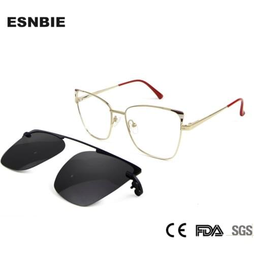 Retro Cateye Polarized Sunglasses Women Magnetic Clip On Sun Glasses For Ladies Brand Designer Optical Myopia Eyeglasses