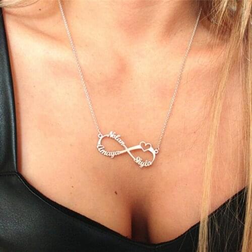 Customize Necklace Friendship Jewelry Cute Heart Statemen Necklace Stainless Steel Infinite Name Necklace For Women Girl Gift