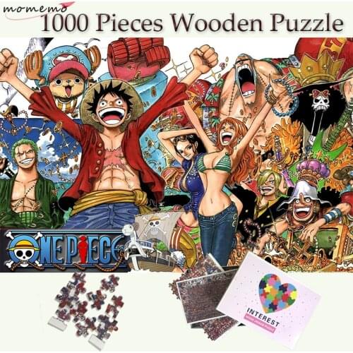 MOMEMO One Piece 1000 Pieces Jigsaw Puzzles Straw Hat Pirate Group of People Puzzle for Adults Wooden Puzzle Games Child Puzzle