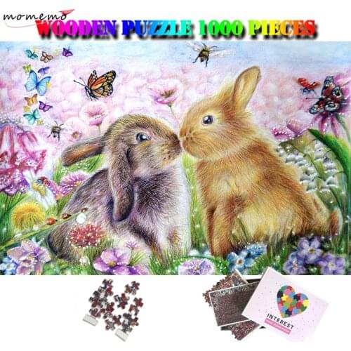 MOMEMO Rabbit Jigsaw Puzzles 1000 Pieces Adults Wooden Painting Puzzles Toys 1000 Pieces Adults Kids Teens Puzzle Games Toys