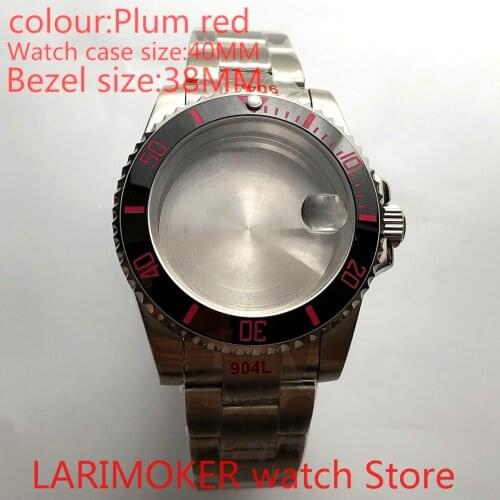 Suitable for NH35 NH36 Miyota 8215 40mm sapphire glass 904L stainless steel case sealed bottom cover, rose pink with bezel