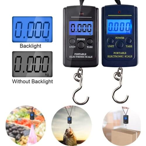 Portable Digital Scale 40 Kg Mini Scale Digital Fishing Luggage Travel Electronic Scale Weighting Attachment Hook Black