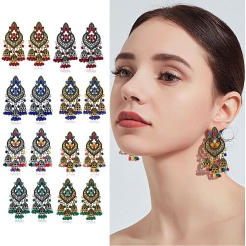 Retro Indian Bollywood Kundan Jhumka Jhumki Drop Earrings Gypsy Fashion Jewelry M2EA